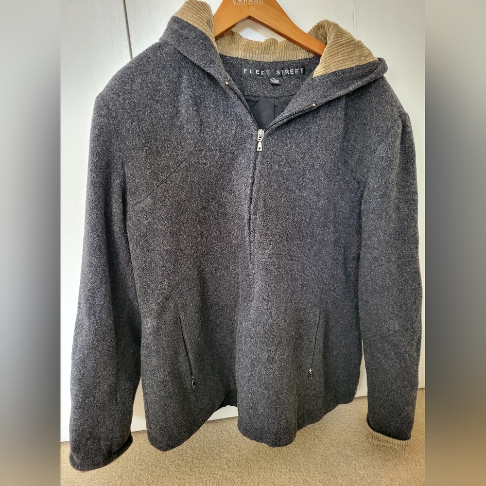 Fleet Street Woman's Gray Wool Full Zip Jacket Sz XL